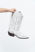 Load image into Gallery viewer, LAREDO x White, Teal Embroidered Studded Cowboy Boot (7-8W)