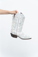 Load image into Gallery viewer, LAREDO x White, Teal Embroidered Studded Cowboy Boot (7-8W)