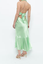 Load image into Gallery viewer, Vintage x Green Satin Open-Back Midi Halter Dress (XS, S)