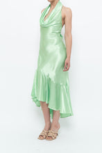 Load image into Gallery viewer, Vintage x Green Satin Open-Back Midi Halter Dress (XS, S)