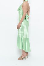 Load image into Gallery viewer, Vintage x Green Satin Open-Back Midi Halter Dress (XS, S)