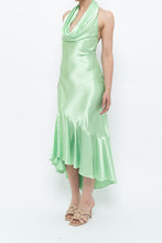 Load image into Gallery viewer, Vintage x Green Satin Open-Back Midi Halter Dress (XS, S)