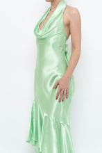Load image into Gallery viewer, Vintage x Green Satin Open-Back Midi Halter Dress (XS, S)