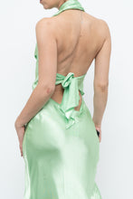 Load image into Gallery viewer, Vintage x Green Satin Open-Back Midi Halter Dress (XS, S)