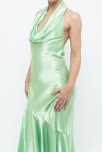 Load image into Gallery viewer, Vintage x Green Satin Open-Back Midi Halter Dress (XS, S)