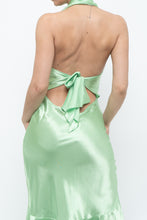 Load image into Gallery viewer, Vintage x Green Satin Open-Back Midi Halter Dress (XS, S)