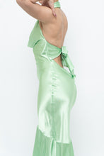 Load image into Gallery viewer, Vintage x Green Satin Open-Back Midi Halter Dress (XS, S)