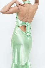 Load image into Gallery viewer, Vintage x Green Satin Open-Back Midi Halter Dress (XS, S)