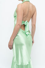 Load image into Gallery viewer, Vintage x Green Satin Open-Back Midi Halter Dress (XS, S)