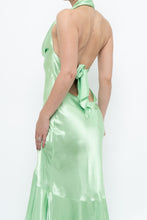 Load image into Gallery viewer, Vintage x Green Satin Open-Back Midi Halter Dress (XS, S)