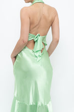 Load image into Gallery viewer, Vintage x Green Satin Open-Back Midi Halter Dress (XS, S)