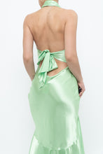 Load image into Gallery viewer, Vintage x Green Satin Open-Back Midi Halter Dress (XS, S)