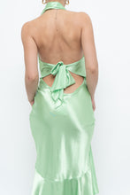 Load image into Gallery viewer, Vintage x Green Satin Open-Back Midi Halter Dress (XS, S)