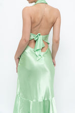Load image into Gallery viewer, Vintage x Green Satin Open-Back Midi Halter Dress (XS, S)
