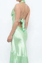 Load image into Gallery viewer, Vintage x Green Satin Open-Back Midi Halter Dress (XS, S)