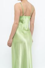 Load image into Gallery viewer, Vintage x Bright Green Satin Floor-length Dress (S)
