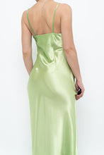 Load image into Gallery viewer, Vintage x Bright Green Satin Floor-length Dress (S)