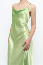 Load image into Gallery viewer, Vintage x Bright Green Satin Floor-length Dress (S)
