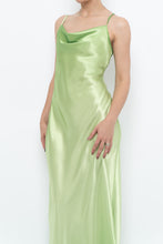 Load image into Gallery viewer, Vintage x Bright Green Satin Floor-length Dress (S)