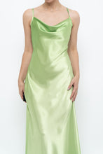Load image into Gallery viewer, Vintage x Bright Green Satin Floor-length Dress (S)