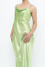 Load image into Gallery viewer, Vintage x Bright Green Satin Floor-length Dress (S)