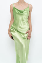 Load image into Gallery viewer, Vintage x Bright Green Satin Floor-length Dress (S)