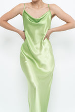 Load image into Gallery viewer, Vintage x Bright Green Satin Floor-length Dress (S)