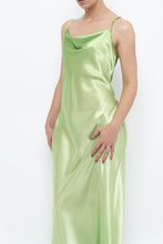 Load image into Gallery viewer, Vintage x Bright Green Satin Floor-length Dress (S)