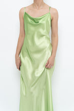 Load image into Gallery viewer, Vintage x Bright Green Satin Floor-length Dress (S)