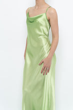 Load image into Gallery viewer, Vintage x Bright Green Satin Floor-length Dress (S)