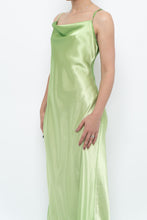 Load image into Gallery viewer, Vintage x Bright Green Satin Floor-length Dress (S)