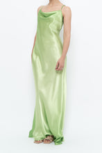 Load image into Gallery viewer, Vintage x Bright Green Satin Floor-length Dress (S)