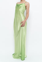 Load image into Gallery viewer, Vintage x Bright Green Satin Floor-length Dress (S)