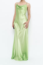 Load image into Gallery viewer, Vintage x Bright Green Satin Floor-length Dress (S)