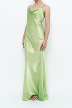 Load image into Gallery viewer, Vintage x Bright Green Satin Floor-length Dress (S)