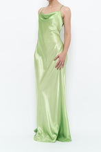 Load image into Gallery viewer, Vintage x Bright Green Satin Floor-length Dress (S)