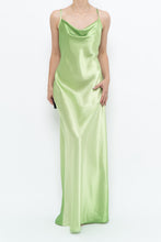 Load image into Gallery viewer, Vintage x Bright Green Satin Floor-length Dress (S)