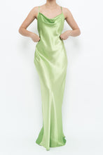 Load image into Gallery viewer, Vintage x Bright Green Satin Floor-length Dress (S)