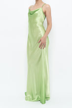 Load image into Gallery viewer, Vintage x Bright Green Satin Floor-length Dress (S)