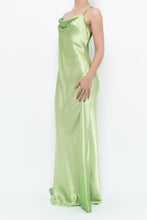 Load image into Gallery viewer, Vintage x Bright Green Satin Floor-length Dress (S)