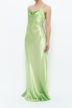 Load image into Gallery viewer, Vintage x Bright Green Satin Floor-length Dress (S)
