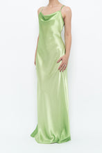 Load image into Gallery viewer, Vintage x Bright Green Satin Floor-length Dress (S)