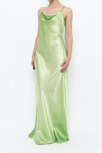 Load image into Gallery viewer, Vintage x Bright Green Satin Floor-length Dress (S)