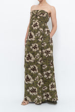 Load image into Gallery viewer, Modern x Green Tropical Floral Strapless Back-tie Dress (M)