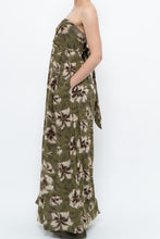 Load image into Gallery viewer, Modern x Green Tropical Floral Strapless Back-tie Dress (M)