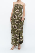 Load image into Gallery viewer, Modern x Green Tropical Floral Strapless Back-tie Dress (M)