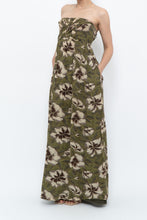 Load image into Gallery viewer, Modern x Green Tropical Floral Strapless Back-tie Dress (M)