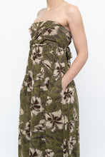 Load image into Gallery viewer, Modern x Green Tropical Floral Strapless Back-tie Dress (M)