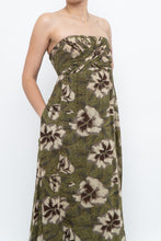 Load image into Gallery viewer, Modern x Green Tropical Floral Strapless Back-tie Dress (M)