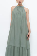 Load image into Gallery viewer, Vintage x Made in Italy x Silk-blend Green Flowy Halter Dress (S, M)
